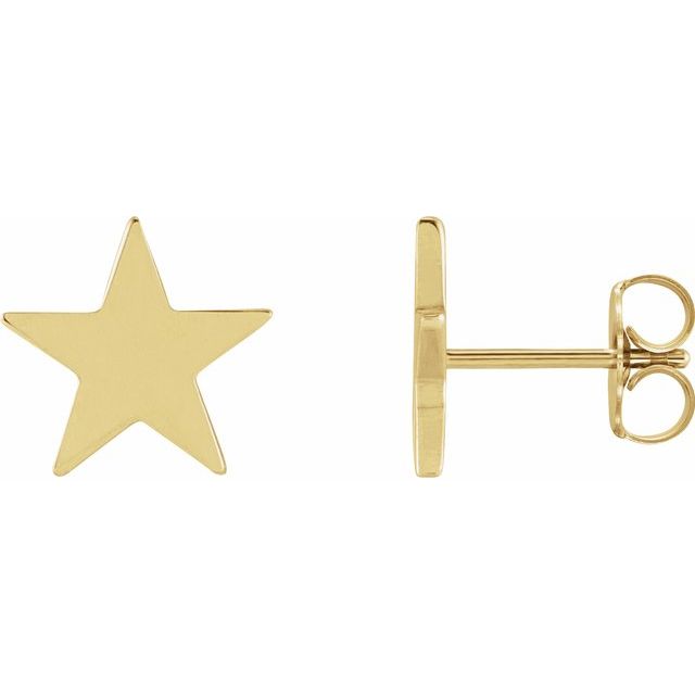 14K Star Friction Post & Back Earrings