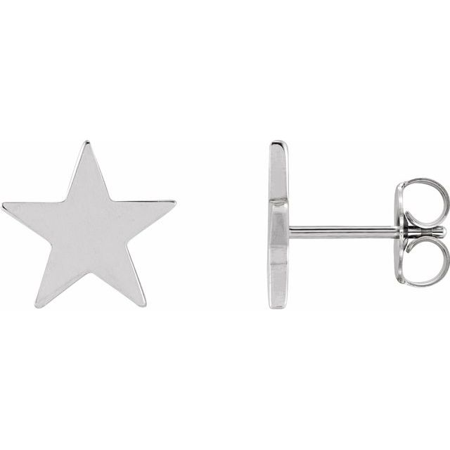 Sterling Silver Star Friction Post & Back Earrings