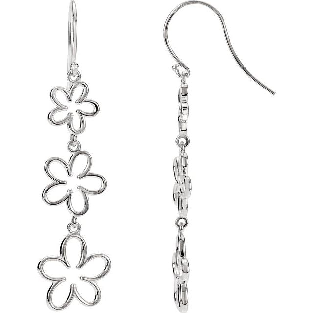 Sterling Silver Flower Dangle Earrings