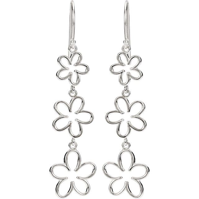 Sterling Silver Flower Dangle Earrings