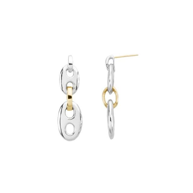 Sterling Silver & 14K Marine Link Earrings