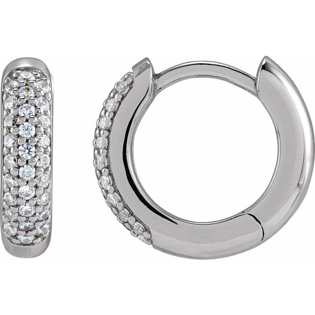 14K 1/4 CTW Lab-Grown Diamond Hinged Hoop Earrings