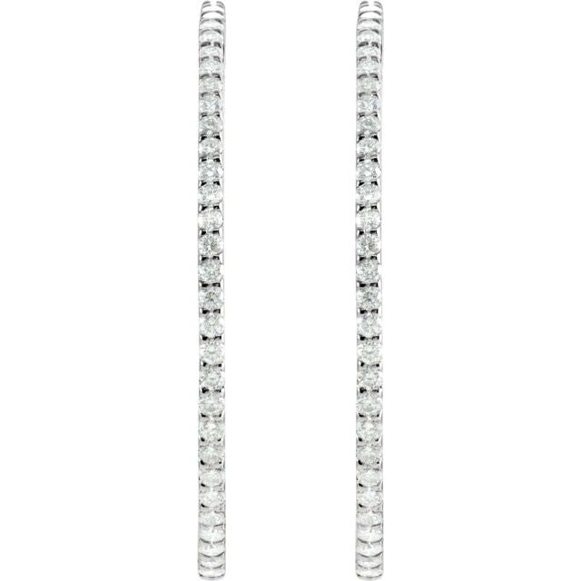 14K 5 CTW Natural Diamond Inside-Outside Hoop Earrings