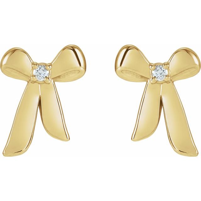 14K .03 CTW Natural Diamond Bow Earrings