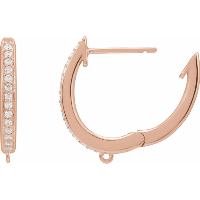 14K .07 CTW Natural Diamond Hinged Oval Hoop Earring Top