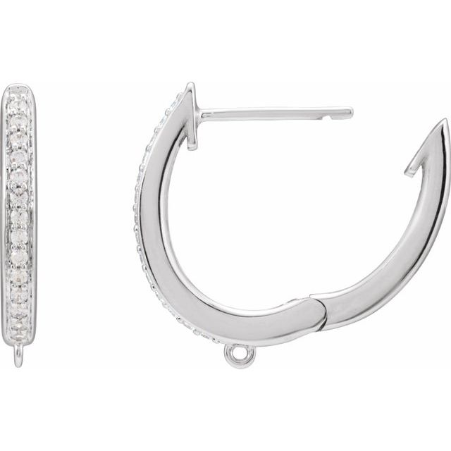14K .07 CTW Natural Diamond Hinged Oval Hoop Earring Top