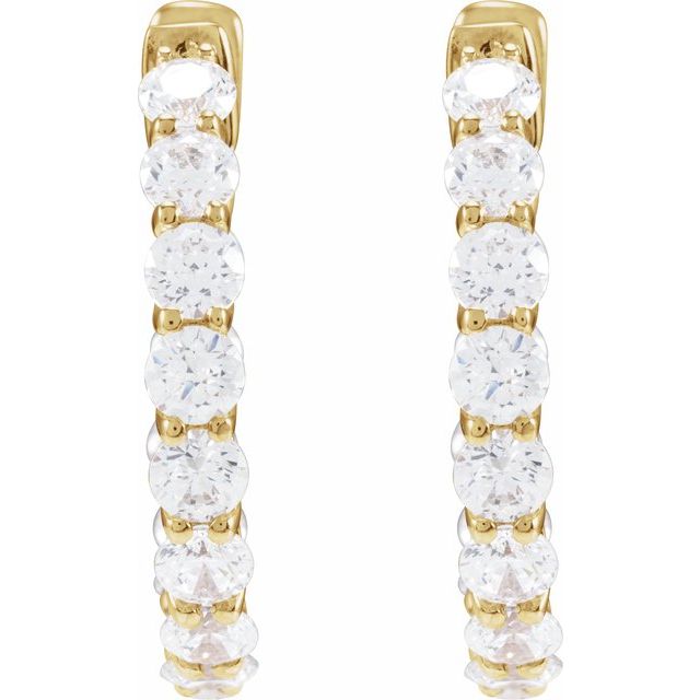 14K 2 1/5 CTW Lab-Grown Diamond Inside-Outside Hoop Earrings