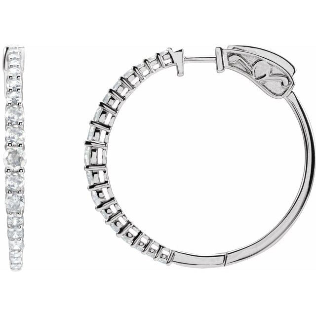 14K 1 1/3 CTW Lab-Grown Diamond Hoop Earrings