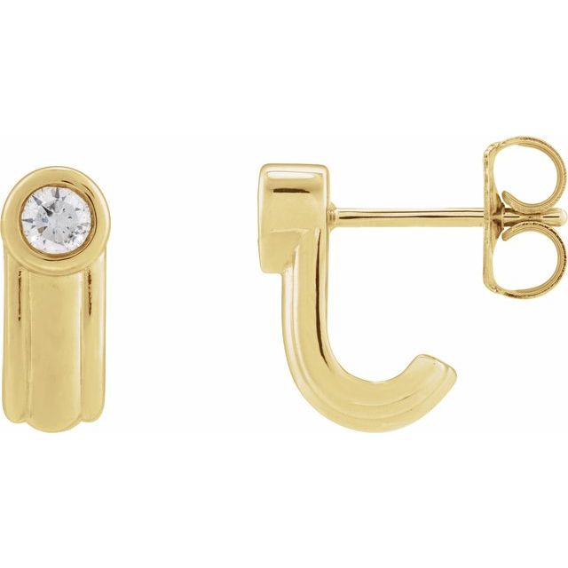 14K 1/5 CTW Lab-Grown Diamond Solitaire J Hoop Earrings