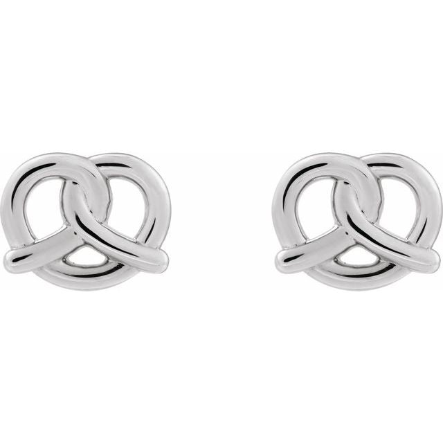 Sterling Silver Pretzel Stud Earrings