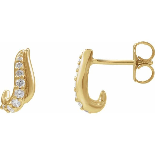 14K 1/6 Natural Diamond Freeform Earrings