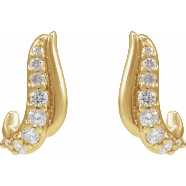 14K 1/6 Natural Diamond Freeform Earrings