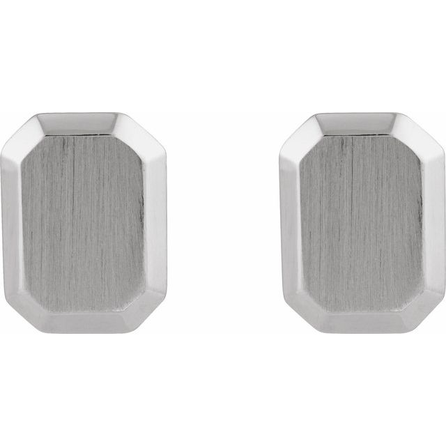 Sterling Silver Engravable Geometric Stud Earrings