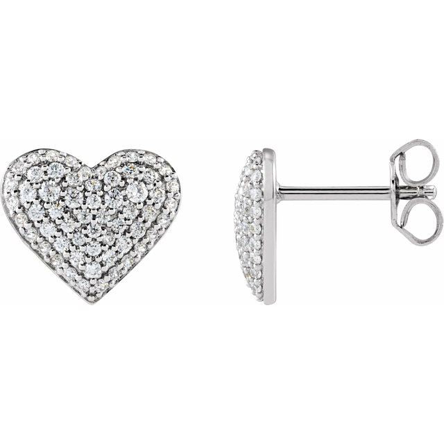 14K 1/2 CTW Lab-Grown Diamond Puffed Heart Earrings