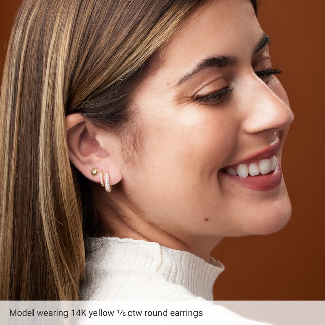 14K .015 CT Lab-Grown Diamond Domed Bezel-Set Earring