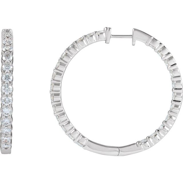 14K 5 CTW Lab-Grown Diamond Inside-Outside Hinged Hoop Earrings