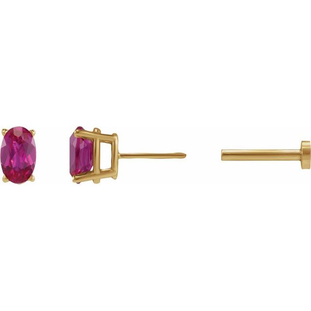 14K Lab-Grown Ruby Earring