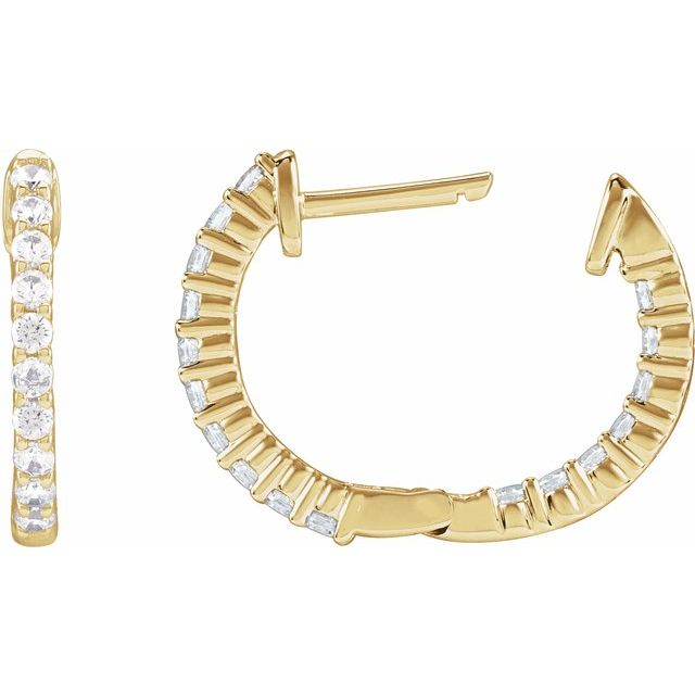 14K 1/2 CTW Lab-Grown Diamond Inside-Outside Hinged Hoop Earrings
