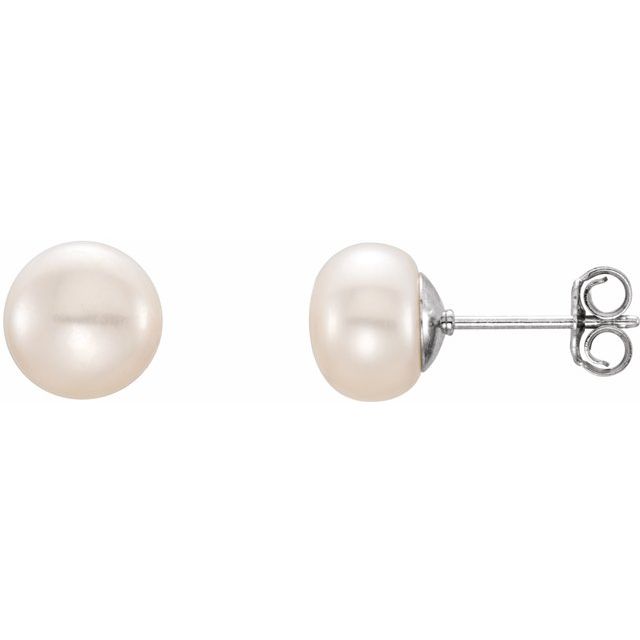 Sterling Silver 7- Cultured Freshwater Button Pearl Earrings