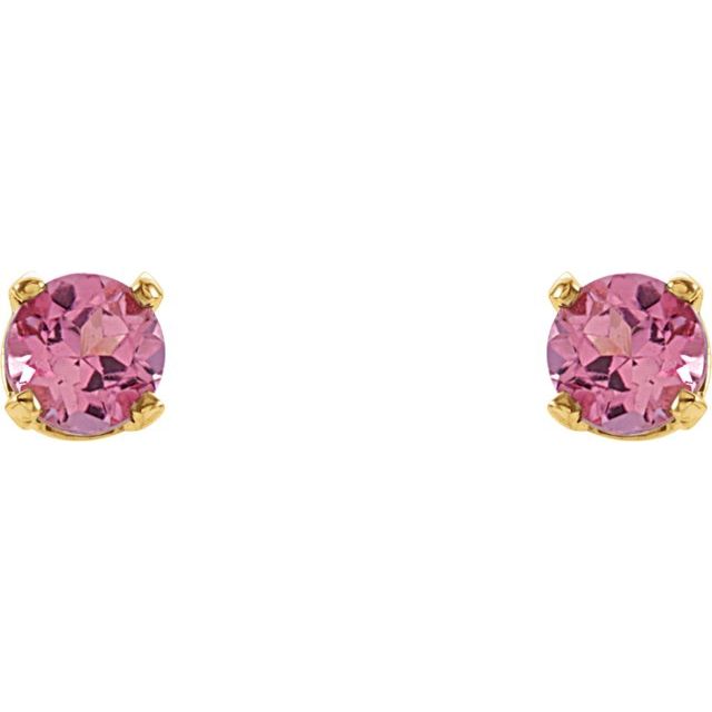14K Natural Pink Tourmaline Youth Earrings