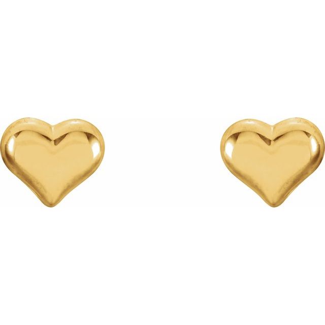14K Puffed Heart Earrings