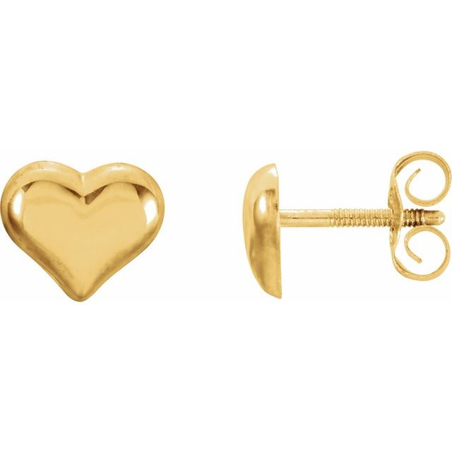 14K Puffed Heart Earrings