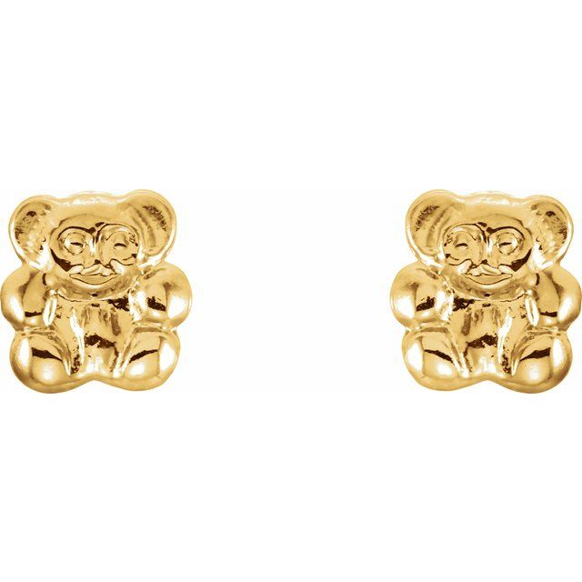 14K Teddy Bear Earrings