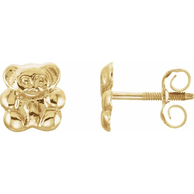 14K Teddy Bear Earrings
