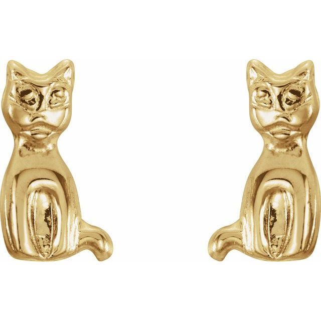 14K Youth Cat Earrings