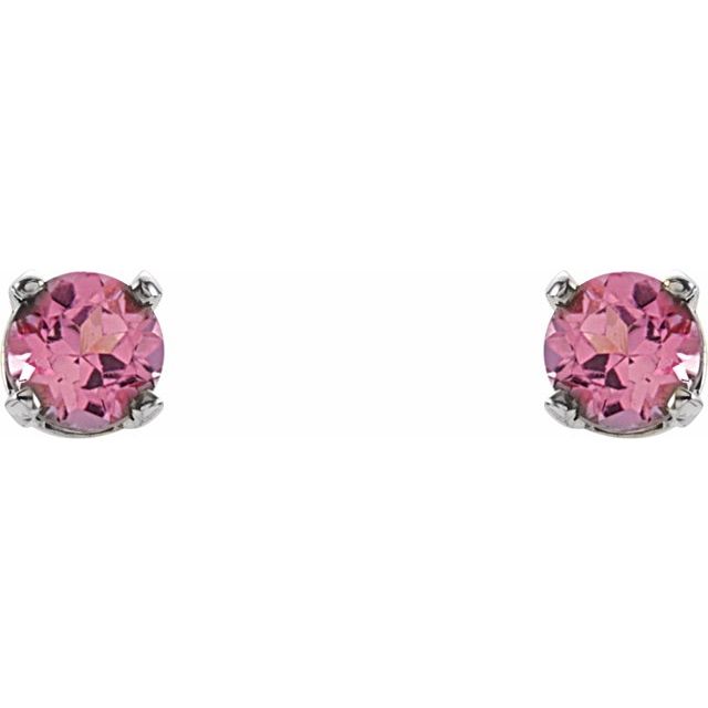 Sterling Silver Imitation Pink Tourmaline Youth Earrings