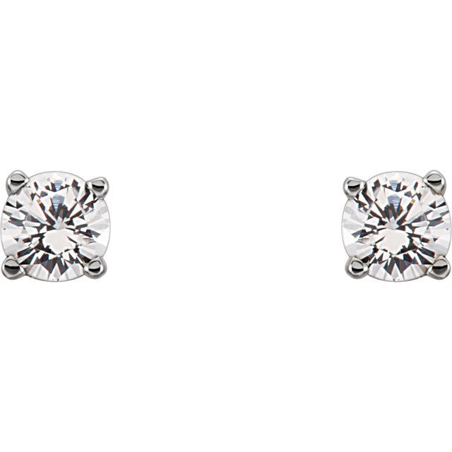 Sterling Silver Imitation Diamond Youth Earrings