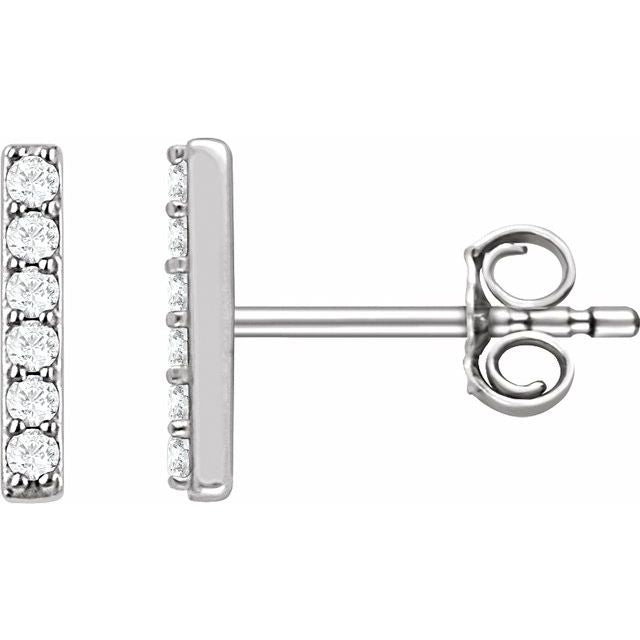 14K 1/10 CTW Lab-Grown Diamond Bar Earrings