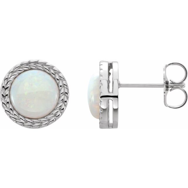 Natural Opal Bezel-Set Leaf Earrings