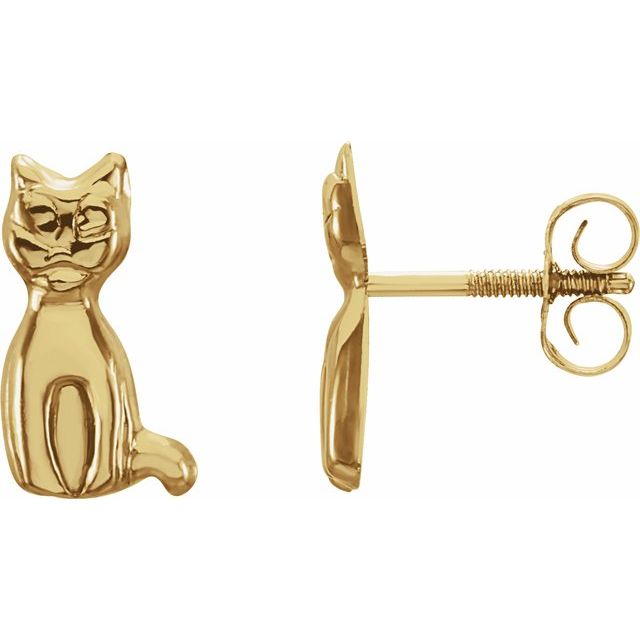 14K Youth Cat Earrings