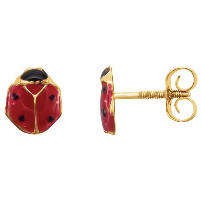 14K Youth Ladybug Earrings