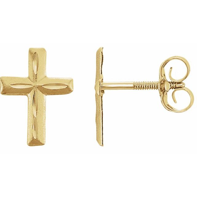 14K Youth Cross Earrings