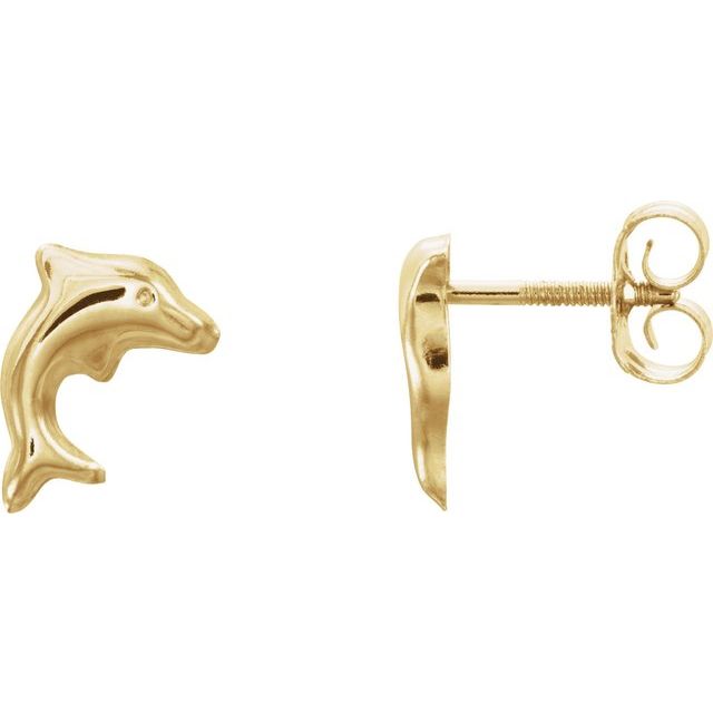 14K Youth Dolphin Earrings