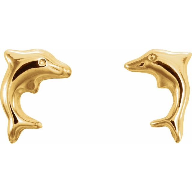 14K Youth Dolphin Earrings