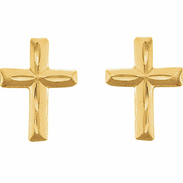 14K Youth Cross Earrings