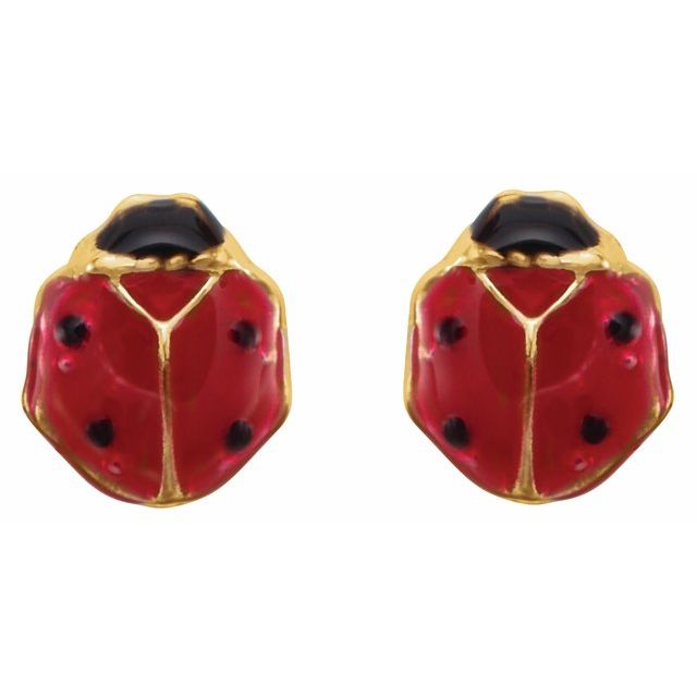 14K Youth Ladybug Earrings