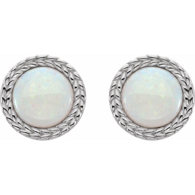Natural Opal Bezel-Set Leaf Earrings