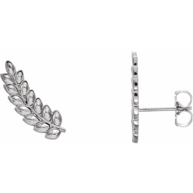 Sterling Silver Petite Leaf Ear Climbers