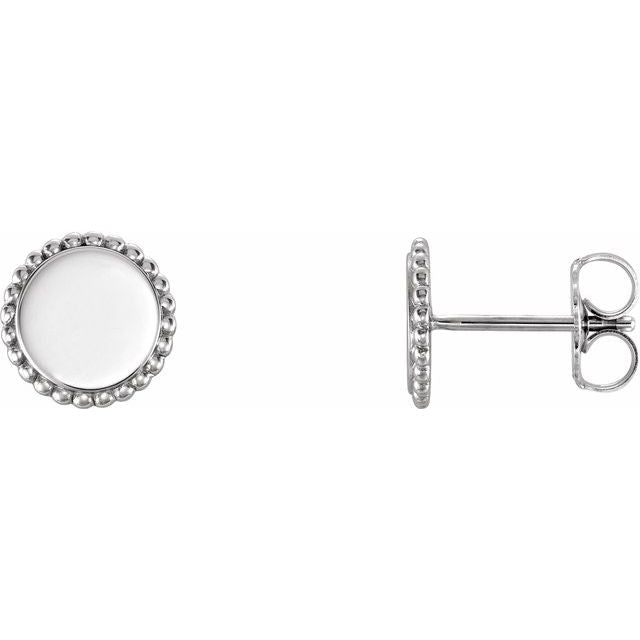 Sterling Silver Engravable Beaded Earrings