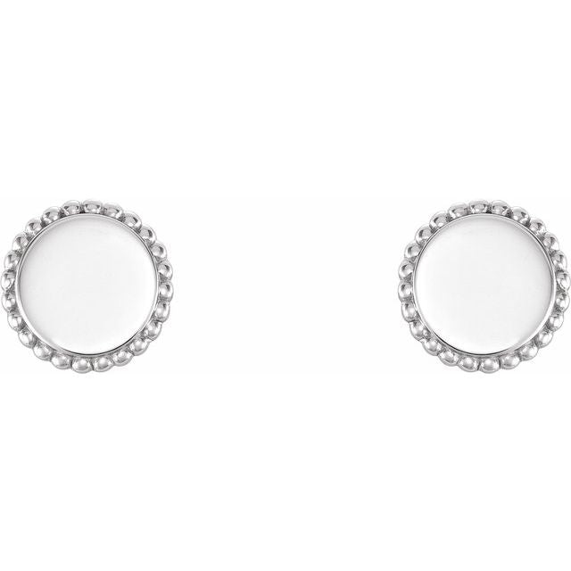 Sterling Silver Engravable Beaded Earrings