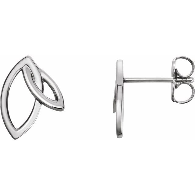 Sterling Silver Double Leaf Earrings