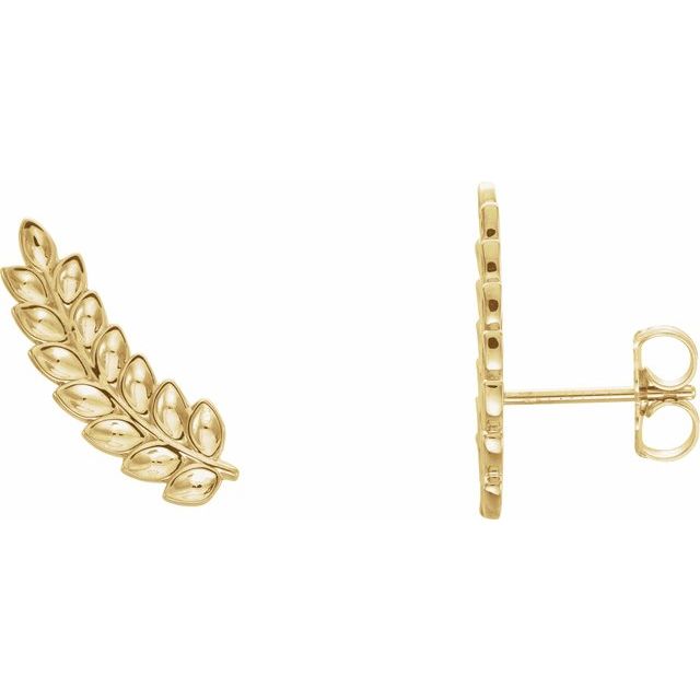 14K Petite Leaf Ear Climbers