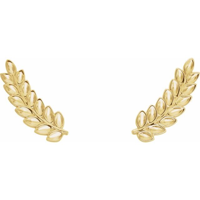 14K Petite Leaf Ear Climbers