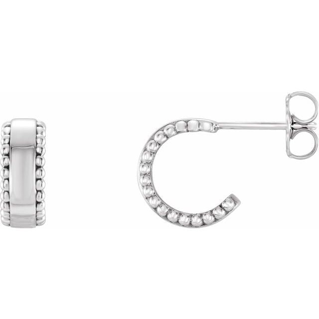 Sterling Silver Beaded Hoop Earrings