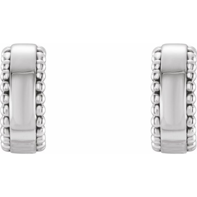 Sterling Silver Beaded Hoop Earrings