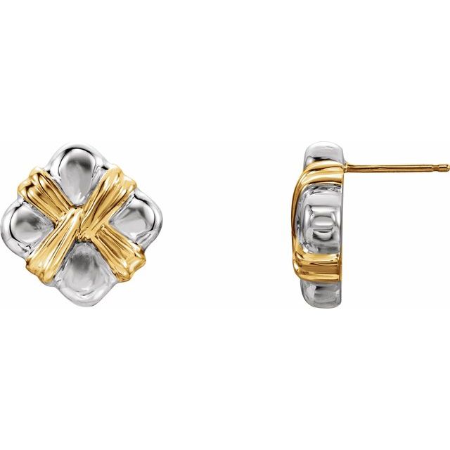 Sterling Silver & 14K Knot Earring
